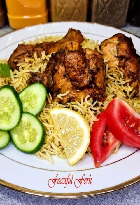 Chicken machboos on a plate