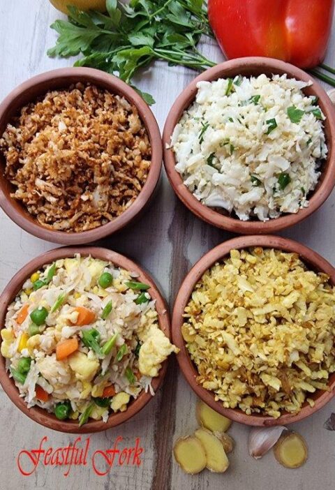 4 variations of cauliflower rice