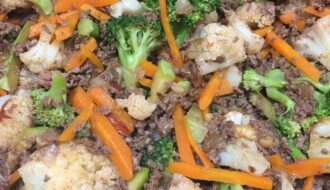 Ground Beef and Carrots, Cauliflower and Broccoli