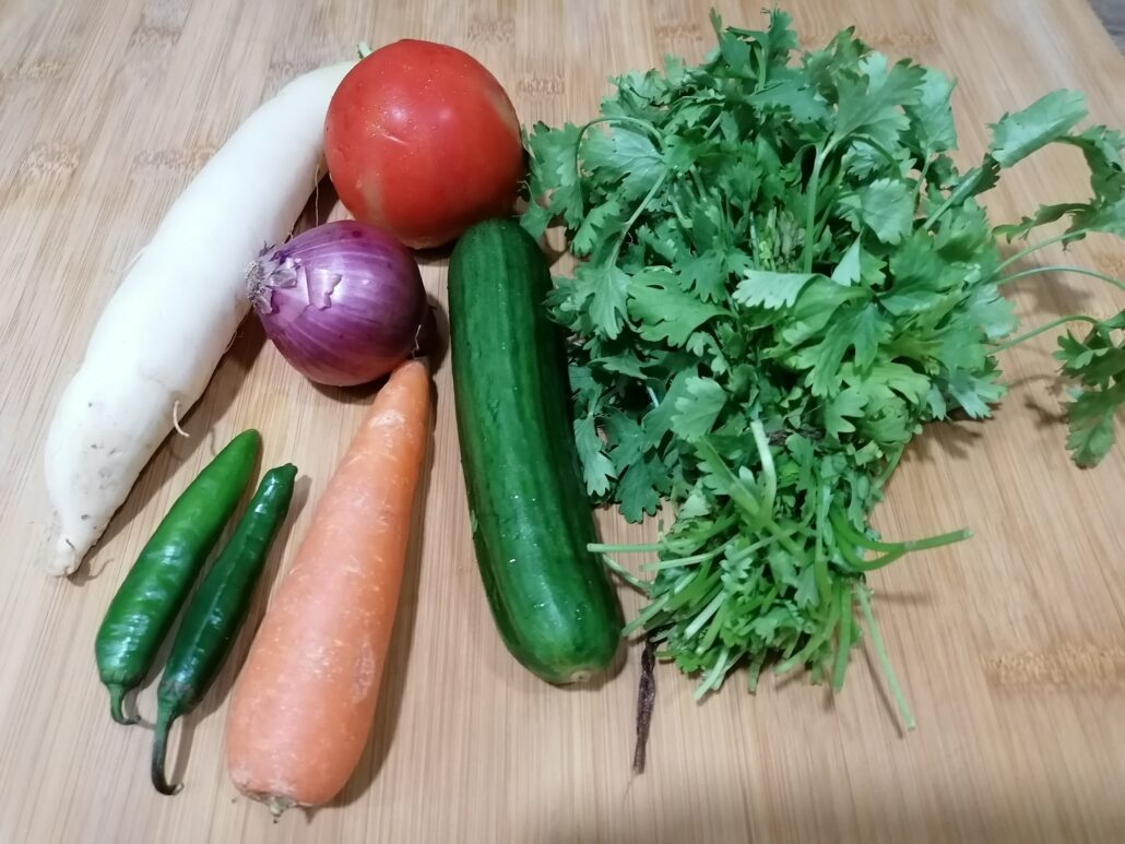 Ingredients for garden salad