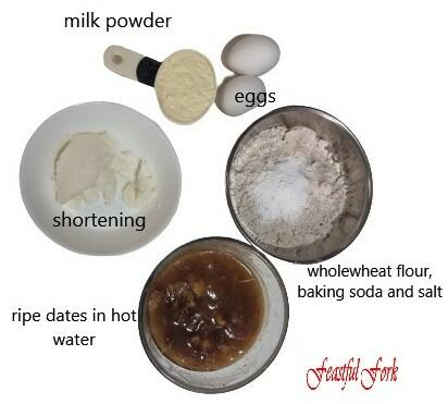 Ingredients for sugarless date cake
