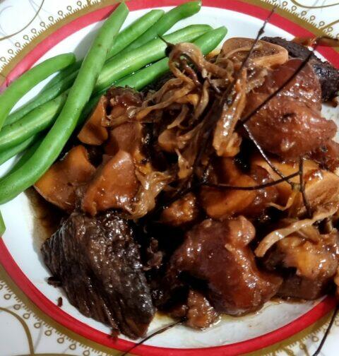 Beef humba with green beans on the side