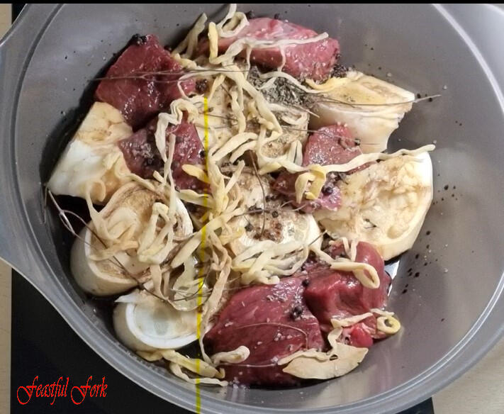Beef Humba ingredients in a pot