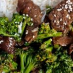 Beef and Broccoli atop plain rice