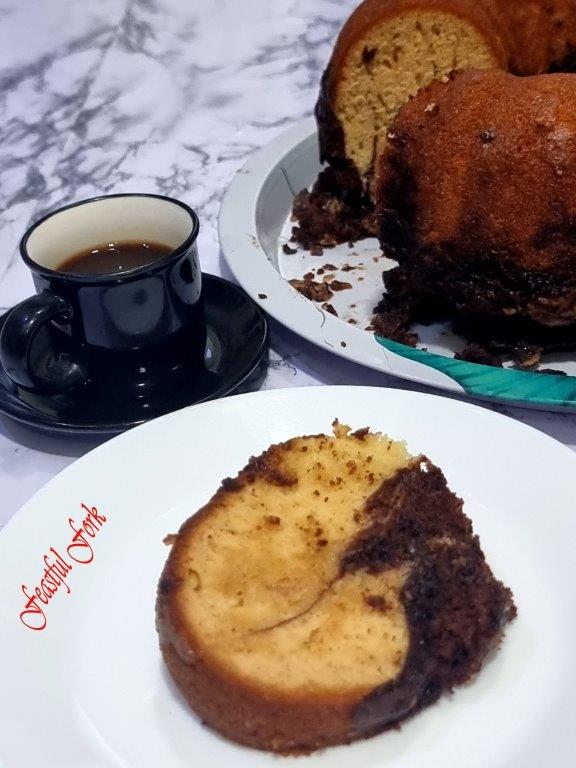 Marble cake with coffee on the side