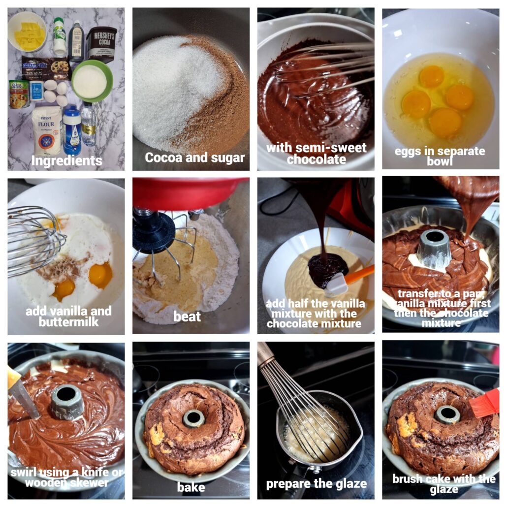 Step-by-step process for marble cake