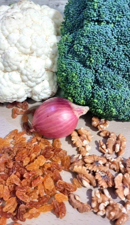 Ingredients for Cauliflower and Broccoli Salad