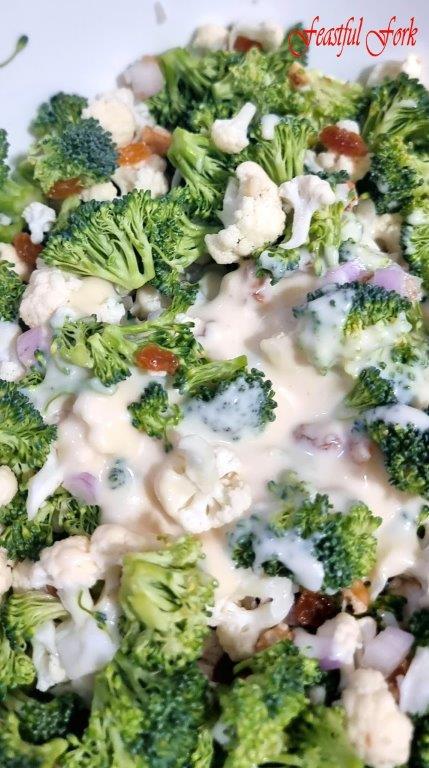 Cauliflower and Broccoli Salad with Dressing