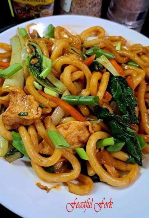 Yaki Udon Chicken on a Plate