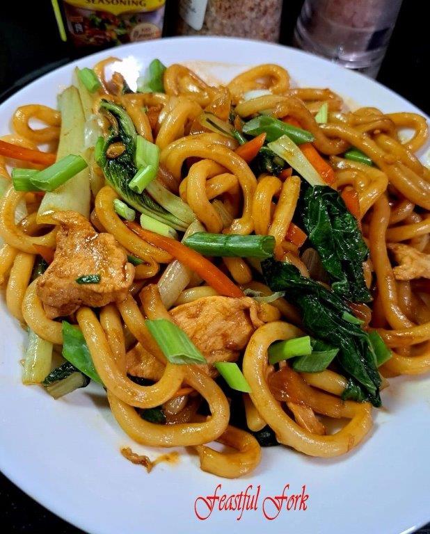 Yaki Udon Chicken on a Plate