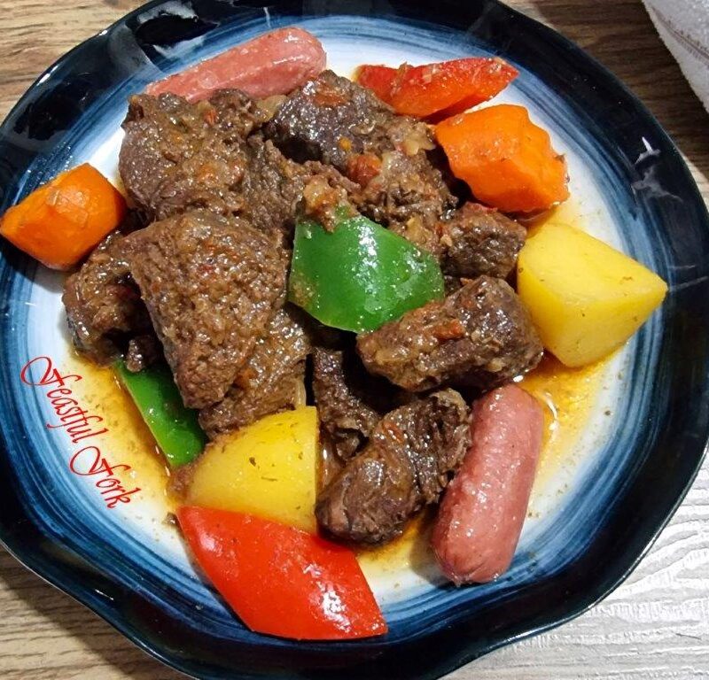 Beef afritada on a plate