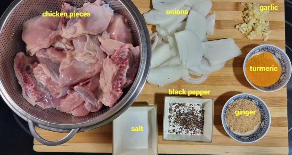 Ingredients for ginger turmeric chicken