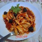 Italian Pasta Puttanesca on a Plate