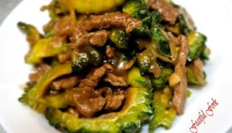 Ampalaya con carne on a plate