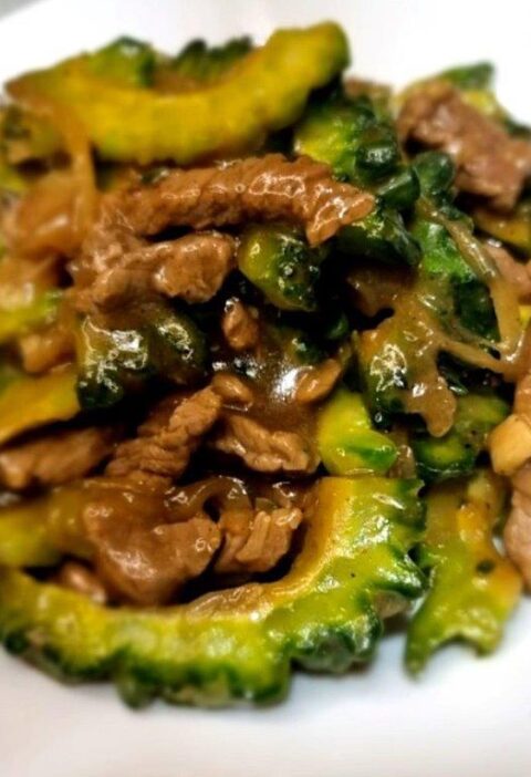 Ampalaya con carne on a plate