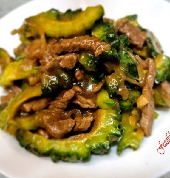 Ampalaya con carne on a plate