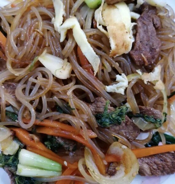 Beef Noodles on a Plate