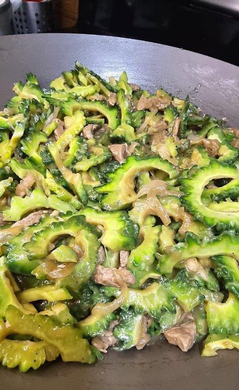 Cooking ampalaya beef with oyster sauce